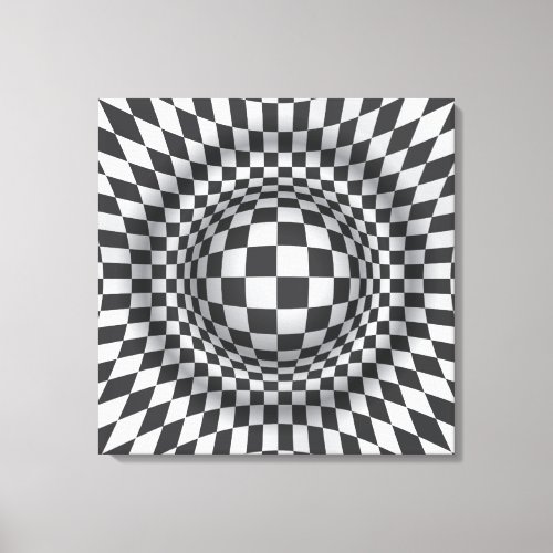 Black white op art optical illusion canvas print