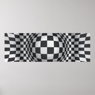 Black white op art optical illusion print/poster poster