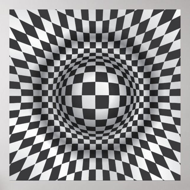 Black white op art optical illusion print/poster poster (Front)