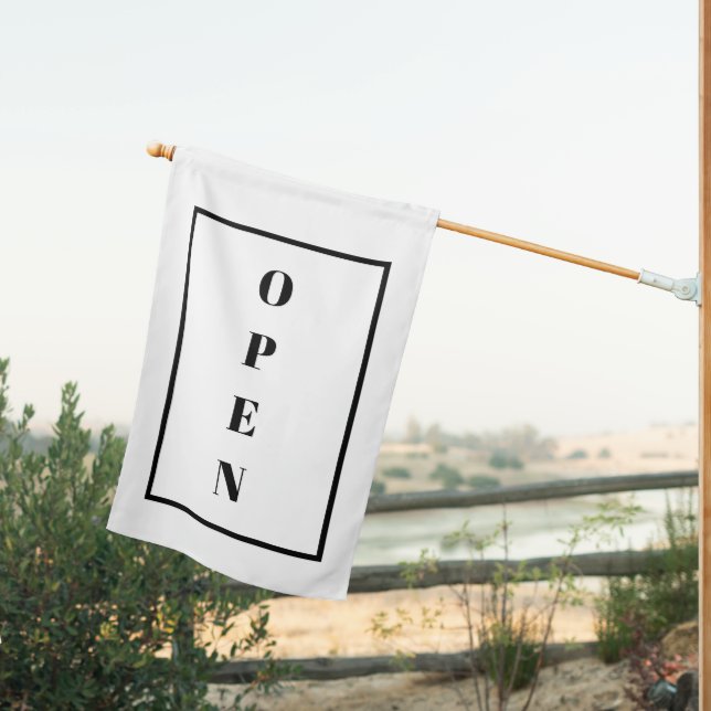 Black White Open Sign Elegant Trendy Custom Color (Insitu (Back))