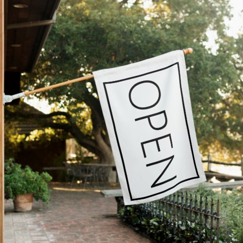 BLACK  WHITE OPEN SIGN FLAG