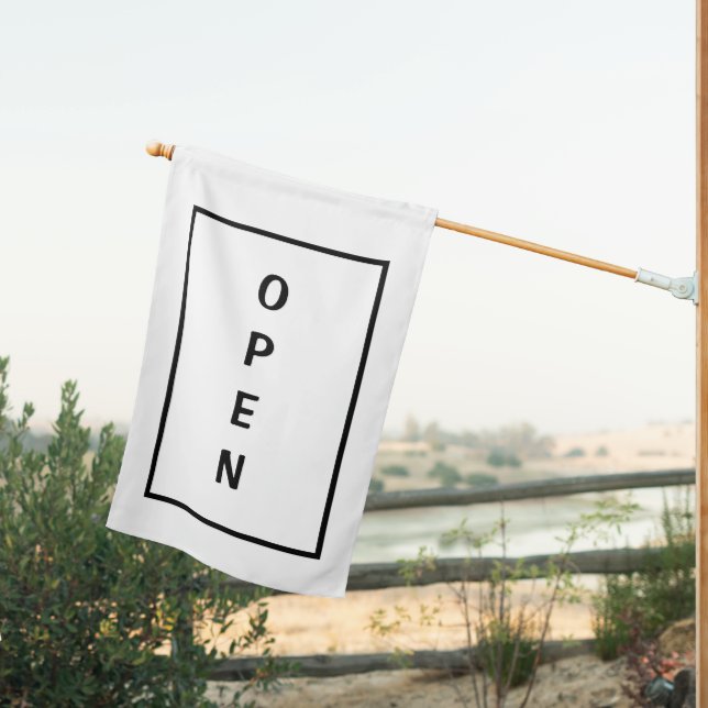 Black White Open Sign Modern Elegant Custom Color (Insitu (Back))
