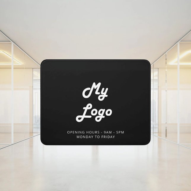 Black white opening hours business logo door sign (Creator Uploaded)