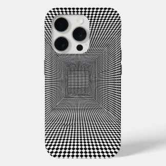 Black White Optical Illusion Design iPhone 15 Pro Case