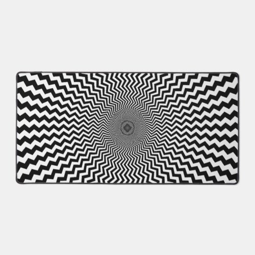 Black White Optical Illusion Design Desk Mat