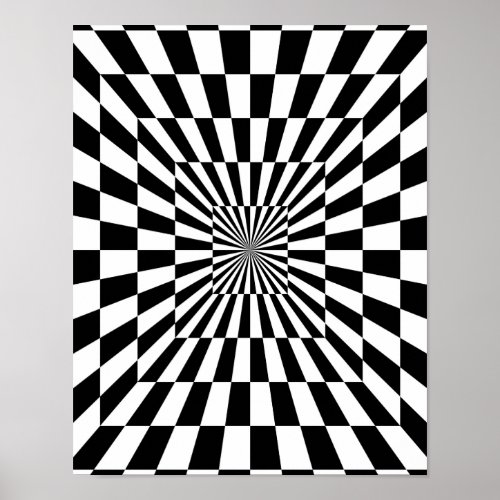 Black  White Optical Illusion  Poster