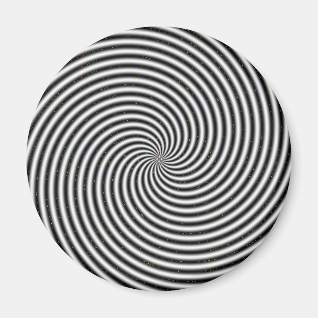 Black & White Optical Illusion Spiral Magnet (Front)