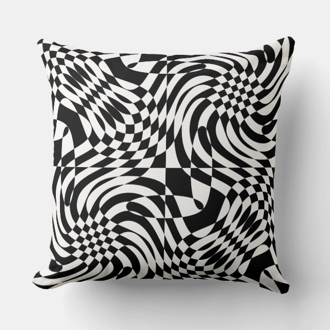 Black & White Optical Illusion Throw Pillow (Front)