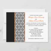 Black White Orange Damask Photo Wedding Invite (Back)