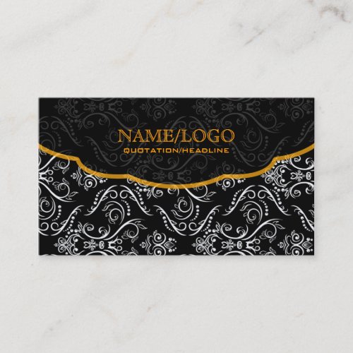 Black White Orange Fine Line Shading Pattern Business Card