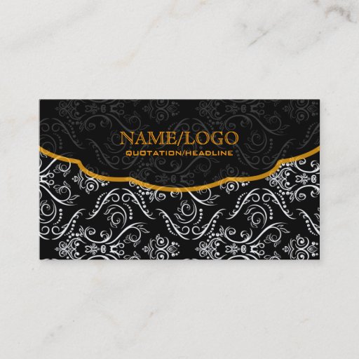 Customizable Black White Orange Fine Line Shading Pattern Business Card