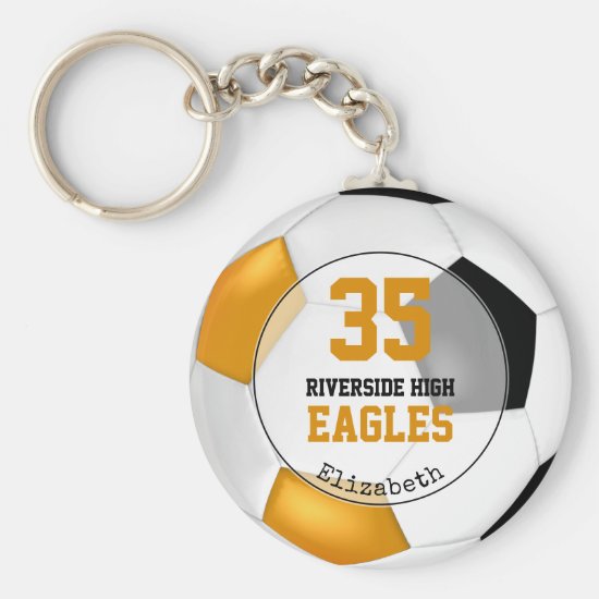 black white orange girls soccer team spirit keychain