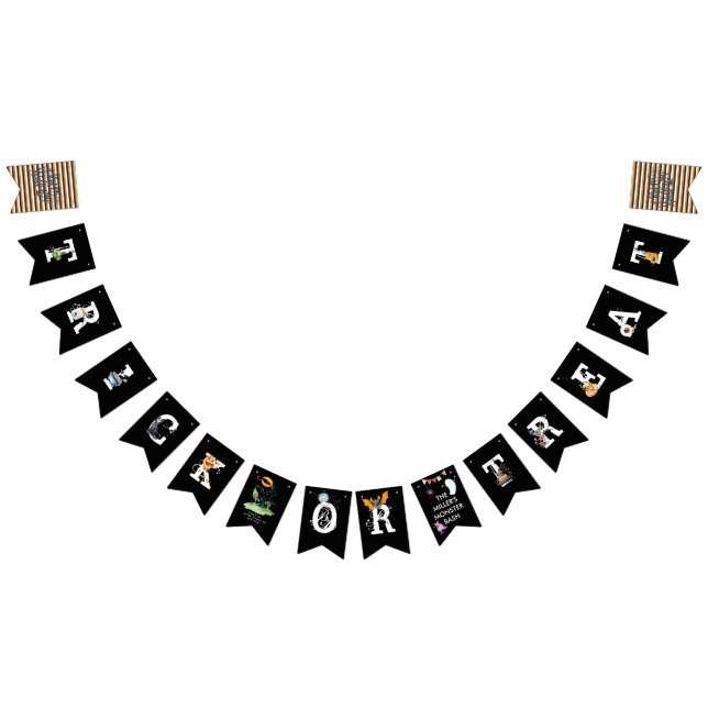 Black White & Orange Illustrated Halloween Bunting Bunting Flags (All)