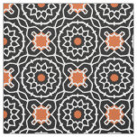 Black White Orange Moroccan Geometric Pattern Fabric