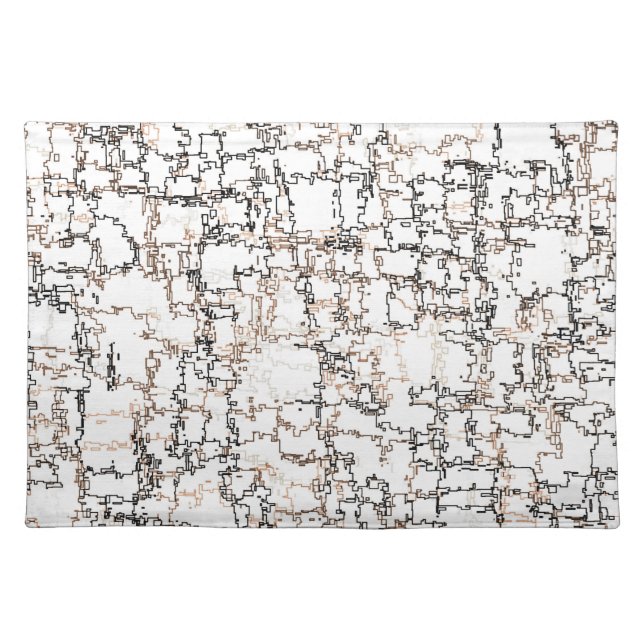 Black White Orange Pattern Cloth Placemat (Front)