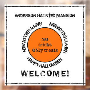 Black White Orange Spooky Modern Happy Halloween Window Cling