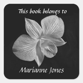 Black & White Orchid Bookplate Sticker