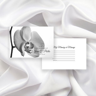 Black White Orchid Flower Share a Memory Funeral Note Card