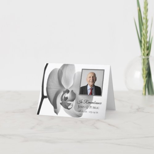 Black White Orchid Funeral Memorial Sympathy Thank You Card