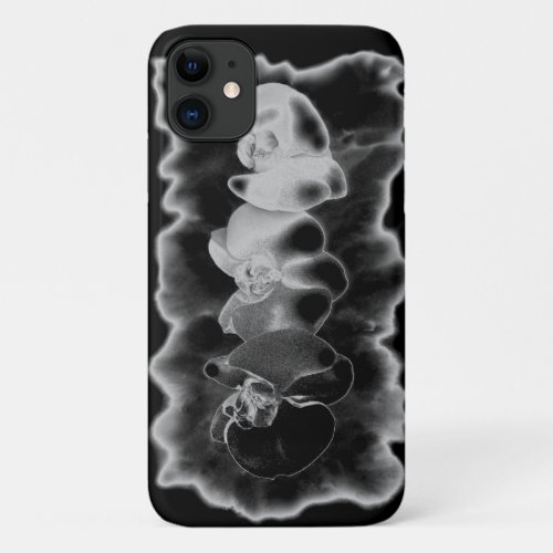 Black White Orchid painting trippy floral  iPhone 11 Case