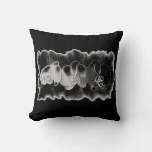 Black White Orchid painting trippy floral Throw Pillow