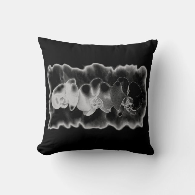 Black White Orchid painting trippy floral  Throw Pillow (Front)