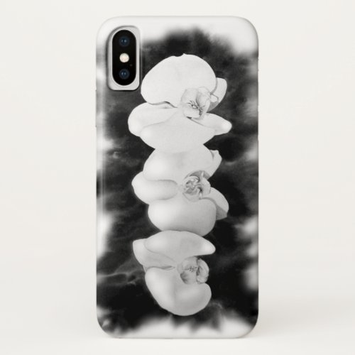 Black White Orchid painting tropical floral   iPhone X Case