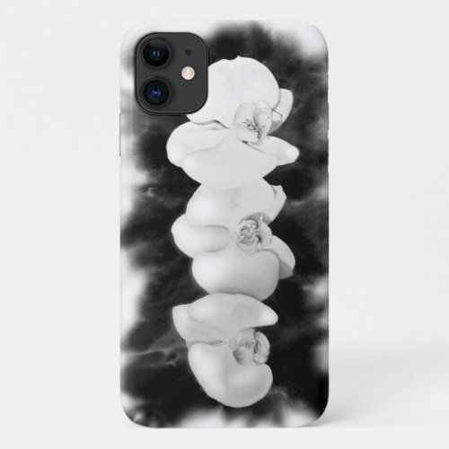 Black White Orchid painting tropical floral   iPhone 11 Case