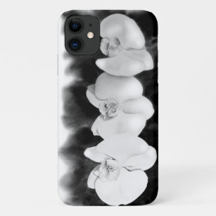 Black White Orchid painting tropical floral   iPhone 11 Case