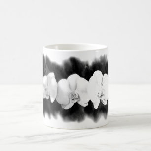 Black White Orchid painting tropical floral   Coffee Mug
