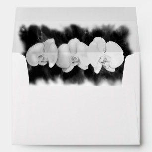 Black White Orchid painting tropical floral Envelope