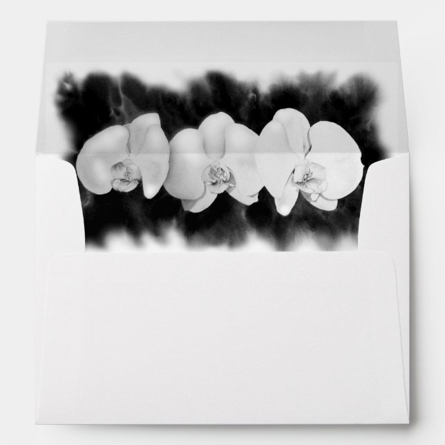 Black White Orchid painting tropical floral   Envelope (Back (Bottom))