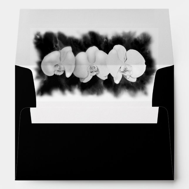 Black White Orchid painting tropical floral   Envelope (Back (Bottom))