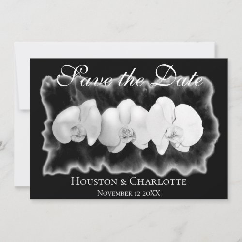 Black White Orchid painting tropical floral  Invit Invitation