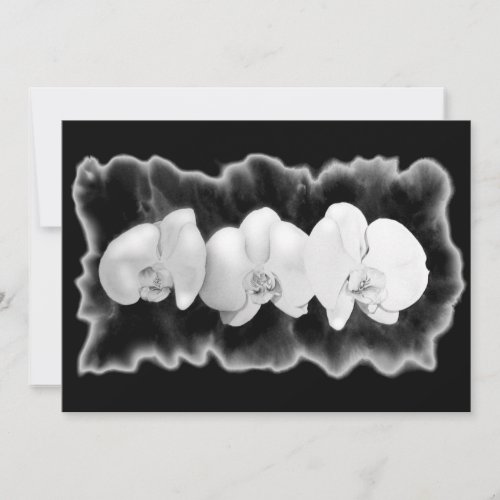Black White Orchid painting tropical floral  Invitation