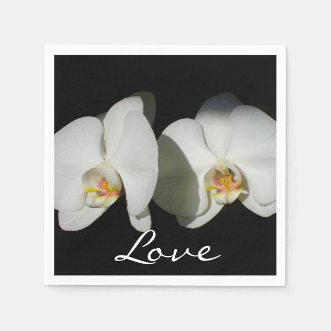 Black White Orchid painting tropical floral   Napkins (Front)