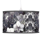 Black White Orchid Stripes Hanging Lamp (Left)