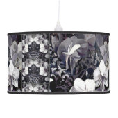 Black White Orchid Stripes Hanging Lamp (Right)