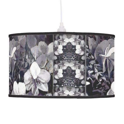 Black White Orchid Stripes Hanging Lamp (Back)