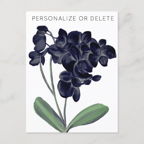  Black White Orchid Watercolor Floral Personalized Postcard