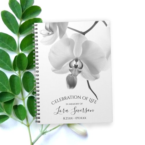 Black White Orchids Celebration of Life Guest Book