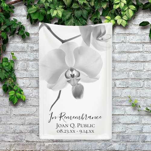 Black White Orchids on Stem Celebration of Life Banner