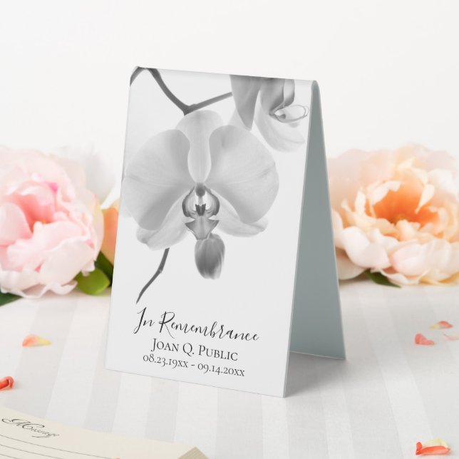 Black White Orchids on Stem Celebration of Life Table Tent (In SItu (Wedding))