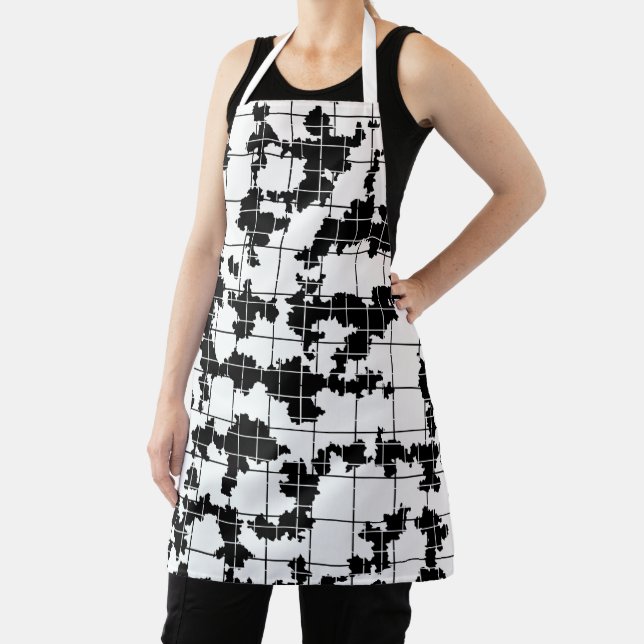 Black White Organic Abstract Art Design  Apron (Insitu)