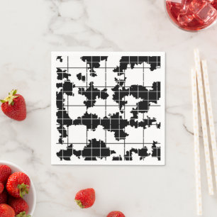Black White Organic Abstract Art Design Napkins