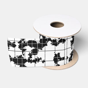 Black White Organic Abstract Art Design  Satin Ribbon