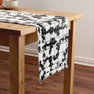 Black White Organic Abstract Art Design  Short Table Runner