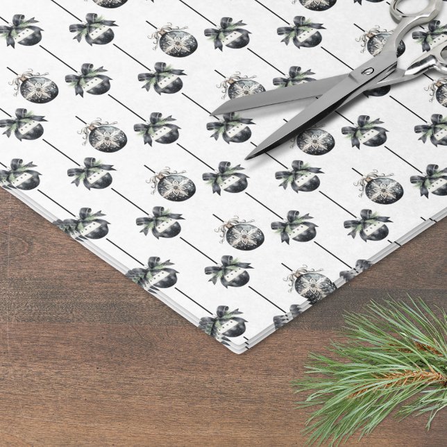Black White Ornament Christmas Tissue Paper (Black White Christmas Ornament Tissue Paper)