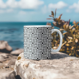 Black white ornament patterns antique coffee mug