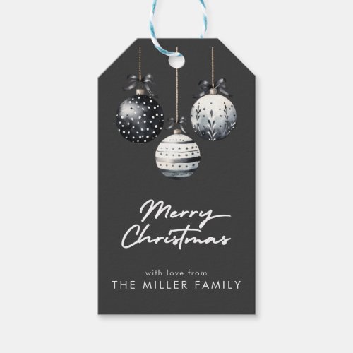 Black White Ornaments Minimalist Christmas Gift Tags